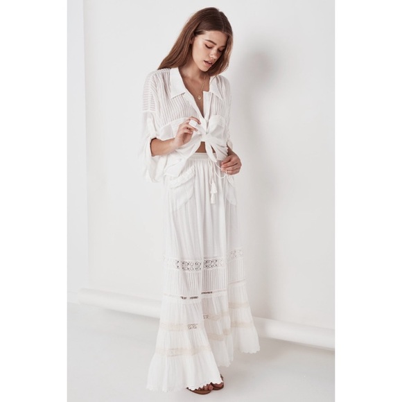 🚫 SOLD on Mercari 🚫 Spell White Flowy Skirt - Picture 2 of 8